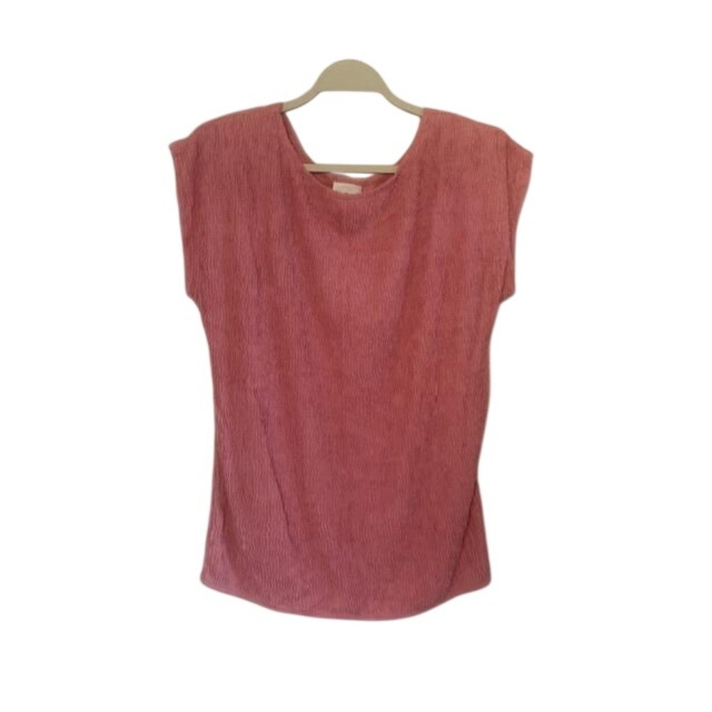 TJ Bentley Vintage Pink Popcorn Crinkle Texture Sleeveless‎ Blouse Top Small USA